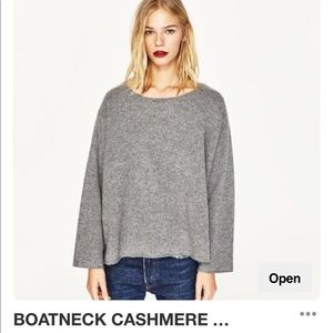 Zara 100% cashmere boatneck sweater